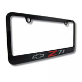 Chevrolet Bowtie Z71 Engraved Logo Black License Plate Frame Official Licensed