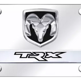 Ram TRX Dual 3D Chrome Name Logo Mirrored Chrome License Plate Official Licensed