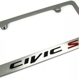 Honda Civic Si Logo Chrome Solid Brass License Plate Frame Official Licensed