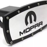 Mopar Logo Engraved Emblem Black Aluminum Tow Hitch Cover Official Licensed