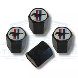 4pcs Ford Mustang Tri Bar Logo ABS Black Tire Stem Valve Caps Official Licensed