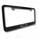 Chevrolet Bowtie Engraved Logo Black Zinc License Plate Frame Official Licensed