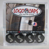 4pcs Ford Mustang Cobra Logo ABS Black Tire Stem Valve Caps Official Licensed
