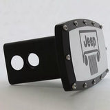 Jeep Emblem Engraved Logo Black Billet Trailer Tow Hitch Cover Official Licensed