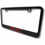 GMC Red Engraved Logo Solid Metal Black License Plate Frame Official Licensed