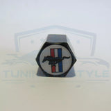 4pcs Ford Mustang Tri Bar Logo ABS Black Tire Stem Valve Caps Official Licensed
