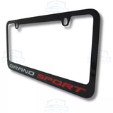 Corvette Grand Sport Engraved Logo Black License Plate Frame Official Licensed