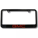 GMC Red Engraved Logo Solid Metal Black License Plate Frame Official Licensed
