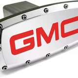 Tow Hitch Cover Plug for GMC Red Logo - Polished Chrome - 2-inch Billet