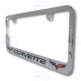 Chevrolet Corvette C6 Flag Dual Logo Chrome License Plate Frame Official License