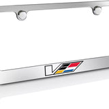 Cadillac V Logo Chrome Solid Brass License Plate Frame Official Licensed