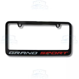Corvette Grand Sport Engraved Logo Black License Plate Frame Official Licensed