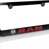 Dodge RAM Logo Black Zinc Metal License Plate Frame Official Licensed