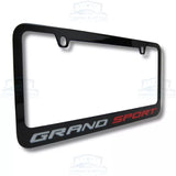 Corvette Grand Sport Engraved Logo Black License Plate Frame Official Licensed
