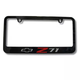 Chevrolet Bowtie Z71 Engraved Logo Black License Plate Frame Official Licensed