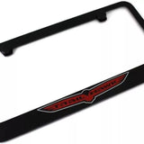 Jeep Trail Hawk Red Logo Black Zinc Metal License Plate Frame Official Licensed
