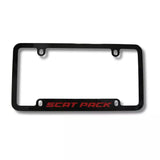 Dodge Scat Pack Red Logo Black Zinc Metal License Plate Frame Official Licensed