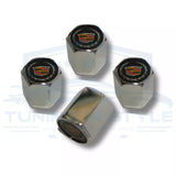 4pc Cadillac New Crest Logo ABS Chrome Tire Stem Valve Caps Official Licensed