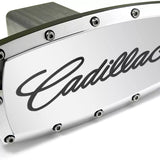 Tow Hitch Cover Plug for Cadillac Script Logo - Polished Chrome - 2-inch Billet