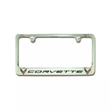 Chevrolet Corvette C8 Flag Dual Logo Chrome License Plate Frame Official License