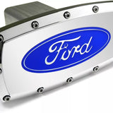 Tow Hitch Cover Plug for Ford - Polished Chrome - 2-inch Billet