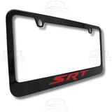 Dodge SRT Engraved Red Logo Black Zinc License Plate Frame Official Licensed