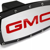 GMC Red Engraved Logo Black Billet Trailer Tow Hitch Cover Official Licensed