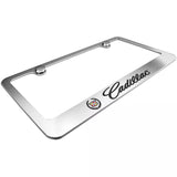 Cadillac Emblem Logo Chrome Solid Brass License Plate Frame Official Licensed