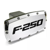 Tow Hitch Cover Plug for Ford F250 F-250 - Polished Chrome - 2-inch Billet
