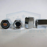 4pc Cadillac New Crest Logo ABS Chrome Tire Stem Valve Caps Official Licensed
