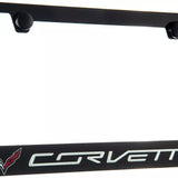 Chevrolet Corvette C7 Flag Logo Black Zinc License Plate Frame Official Licensed