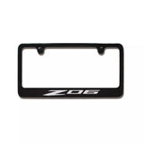 Chevrolet Corvette C8 Z06 Logo Black Zinc License Plate Frame Official Licensed