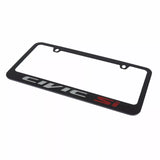 Honda Civic Si Logo Black Zinc Metal License Plate Frame Official Licensed