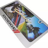 Dodge New Emblem Logo Chrome Solid Brass License Plate Frame Official Licensed