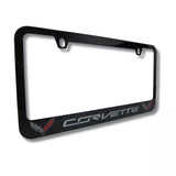 Chevrolet Corvette C7 Flag Black Zinc License Plate Frame Official Licensed