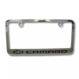 Chevrolet Camaro Bowtie Chrome Zinc Metal License Plate Frame Official Licensed