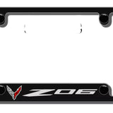 Chevrolet Corvette Z06 Logo Black Zinc License Plate Frame Official Licensed
