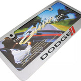 Dodge New Emblem Logo Chrome Solid Brass License Plate Frame Official Licensed