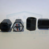 4pcs Ford Mustang Tri Bar Logo ABS Black Tire Stem Valve Caps Official Licensed