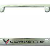 Chevrolet Corvette Logo Solid Chrome Brass License Plate Frame Official Licensed