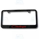 Dodge Challenger Red Logo Black Zinc Metal License Plate Frame Official Licensed
