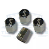 4pcs Ford Mustang Cobra Logo ABS Chrome Tire Stem Valve Caps Official Licensed