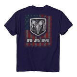 RAM Emblem USA American Flag Cotton T-Shirt Navy Blue Official Licensed