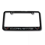 Chevrolet Corvette C7 Flag Black Zinc License Plate Frame Official Licensed