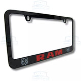 RAM Dual Engraved Logo Black Zinc License Plate Frame Official Licensed