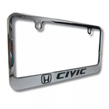 Honda Civic Logo Chrome Zinc Metal License Plate Frame Official Licensed