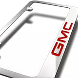 GMC Red Logo Premium Solid Chrome Brass License Plate Frame Official Licensed