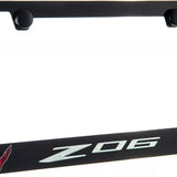 Corvette C8 Z06 2 Logo Black License Plate Frame Official Licensed