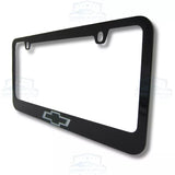 Chevrolet Bowtie Engraved Logo Black Zinc License Plate Frame Official Licensed