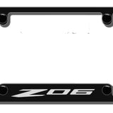 Chevrolet Corvette Z06 Logo Black Zinc License Plate Frame Official Licensed